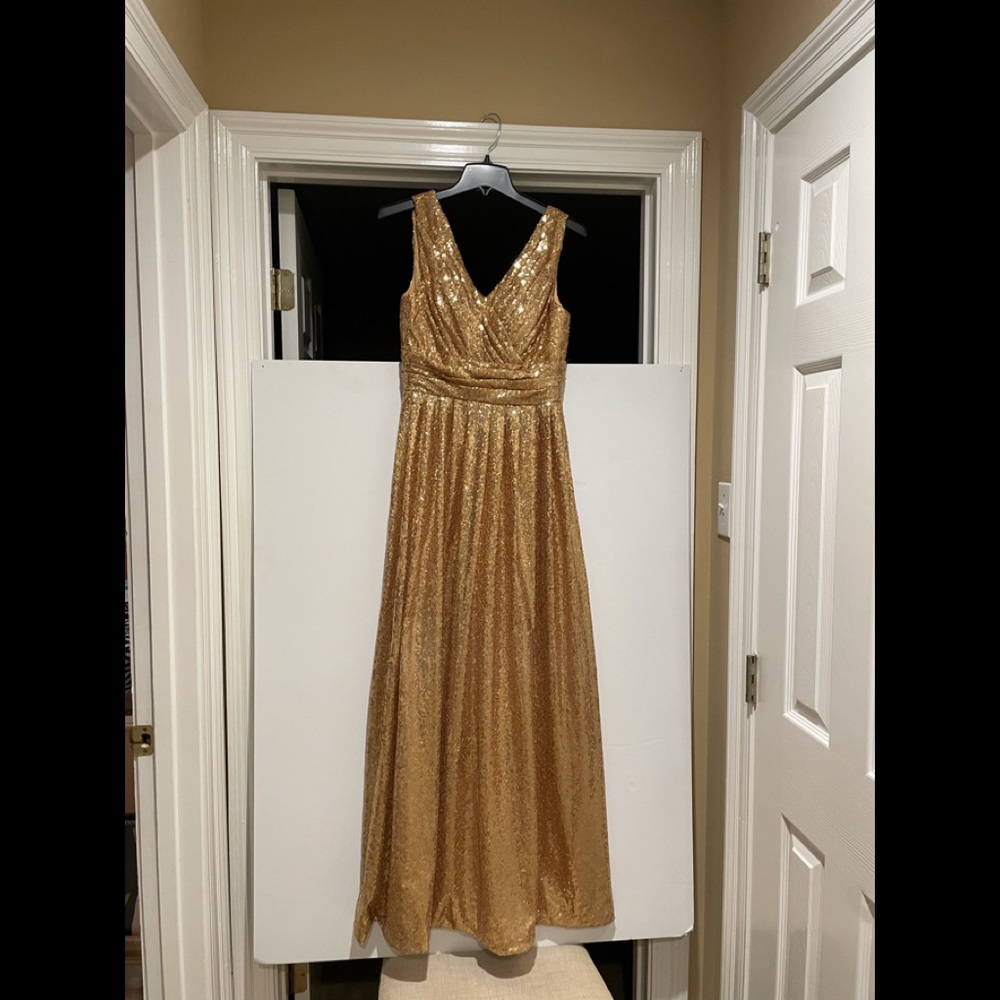 Ladies formal gold sparkle gown - prom pageant gala ball
